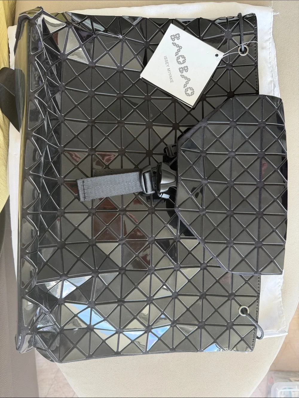 Black Geometric Triangle Messenger Bag
